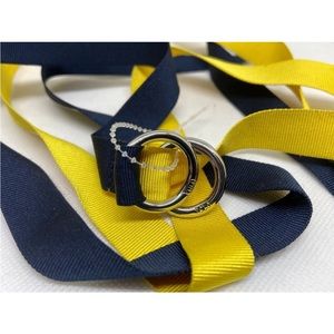 New Polo Ralph Lauren Nylon Webbed UA Yellow Blue Belt D-Ring Nickel Buckle L
